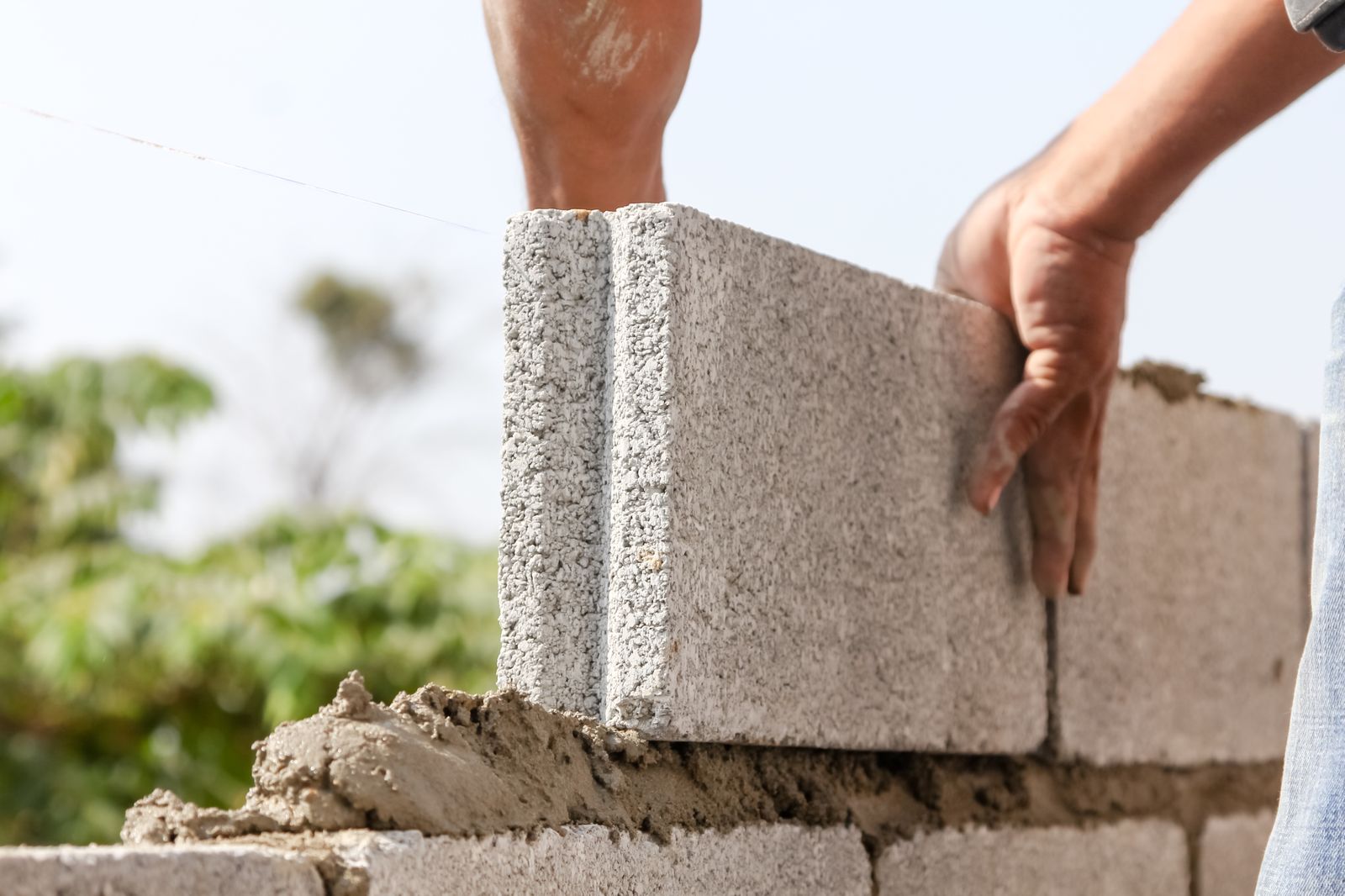 Concrete block garage walls going up on a new footing